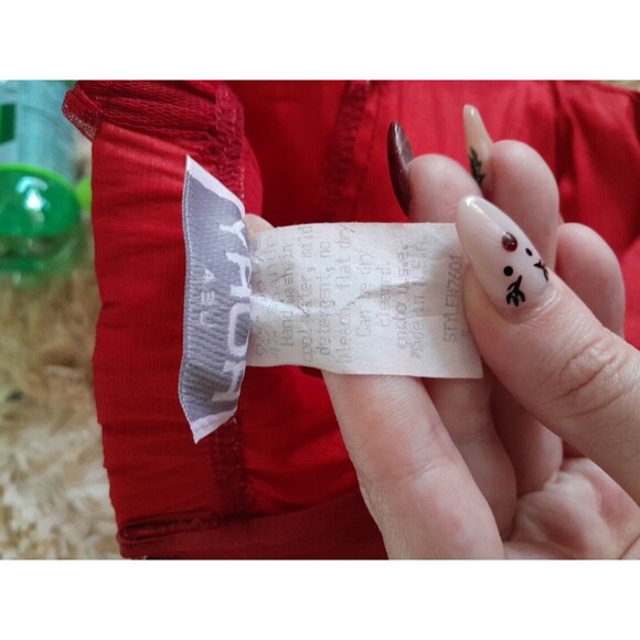 Vintage Rory Mini Red Evening Dress Mesh Glitter Shell /Broche. Measure 30".b52 - Picture 6 of 6